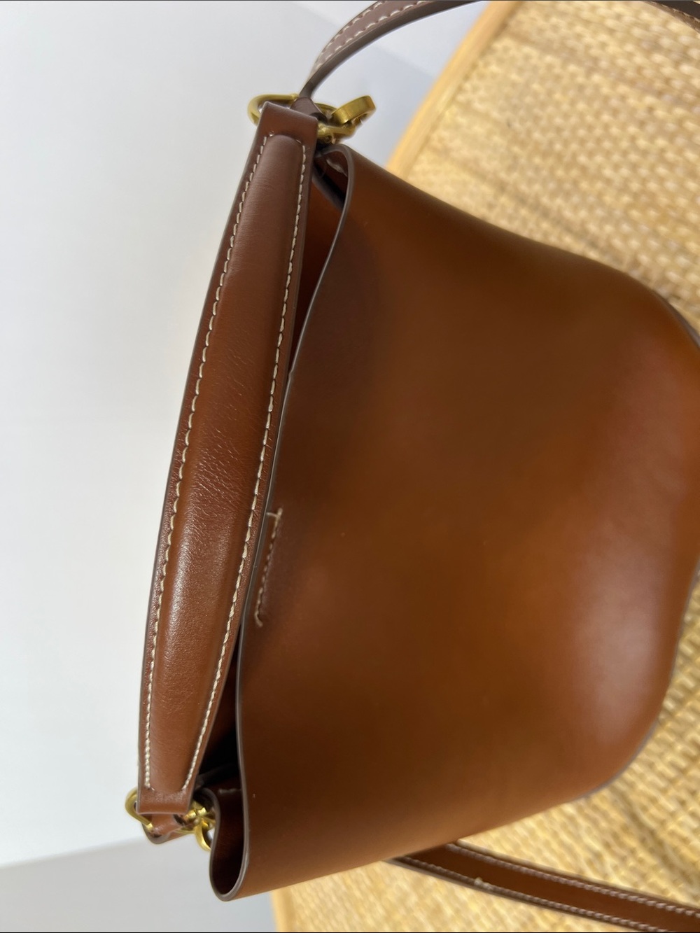 Mango Padlock Detail Mini Shopper Bag cognac Brown vegan shoulder strap - FLAWED - Picture 6 of 16